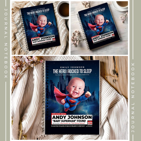 Personalized Baby Superman Notebook – Custom Hero Journal with Baby Photo & Name